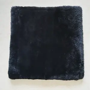 Square Black White Gray Beige Brown Real Australian Sheepskin Short Fur Throw Pillow Case Shearling Cushion