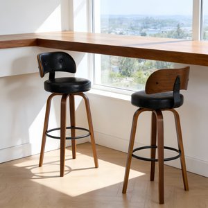 Taburete <span class=keywords><strong>de</strong></span> Bar Metálico Giratorio Nórdico Moderno para Cocina, Mueble Alto <span class=keywords><strong>de</strong></span> Lujo para el Hogar, Silla <span class=keywords><strong>de</strong></span> Bar <span class=keywords><strong>de</strong></span> Madera y Cuero Dorado - Product Image 4