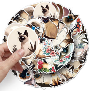 50 Uds. <span class=keywords><strong>Precio</strong></span> al por mayor pegatinas personalizadas impermeables decorativas para ordenador portátil bonitas pegatinas <span class=keywords><strong>de</strong></span> animales <span class=keywords><strong>de</strong></span> gato siamés <span class=keywords><strong>de</strong></span> dibujos animados - Product Image 6