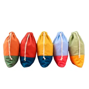 Farbige Macaron Patchwork-Baumwoll-Zugbandtaschen heißer Verkauf staubdichte Geschenk-Schmuck-Baumwollbeutel individuell angepasst