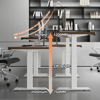 Bureau de travail réglable en hauteur personnalisable, à moteur unique, avec mécanisme de levage électrique intelligent, pour position assise-debout
