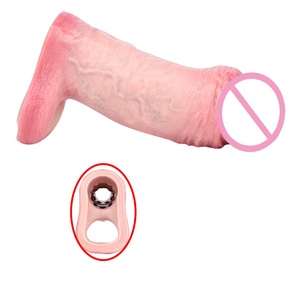 Silicone Large Penis Sleeve Open-ended Dick Sheath Ring Realistic Hollow <b>Dildo</b> Size S M L XL Sex Toy Cock Enlargement - Product Image 2