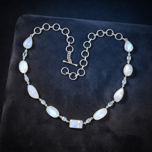 Collier chaîne en argent sterling 925 naturel, bijoux faits à la main, 16-18 pouces, tendance, serti de pierres multiformes, pour fiançailles et mariage - Product Image 3