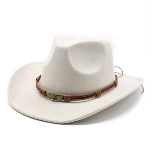 Nuevo Sombrero Vaquero Occidental con Borde Curvo de Gamuza para Hombre y Mujer, Sombrero de Viaje para Exteriores con Ala Enrollada, Estilo Étnico, Poliéster/Algodón, Cuatro Estaciones - Product Image 6