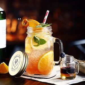Venta al por mayor Mini <span class=keywords><strong>Mason</strong></span> Jars Vaso de chupito 16oz Tornillo Vasos de chupito jugo Tequila Vodka Copas de vino con asa de tapa - Product Image 3
