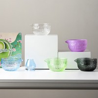 Vente en gros de 9 pièces d'ensemble de thé matcha en verre, kit complet d'outils pour la cérémonie du matcha avec tasse en verre gravée, emballé dans un coffret cadeau