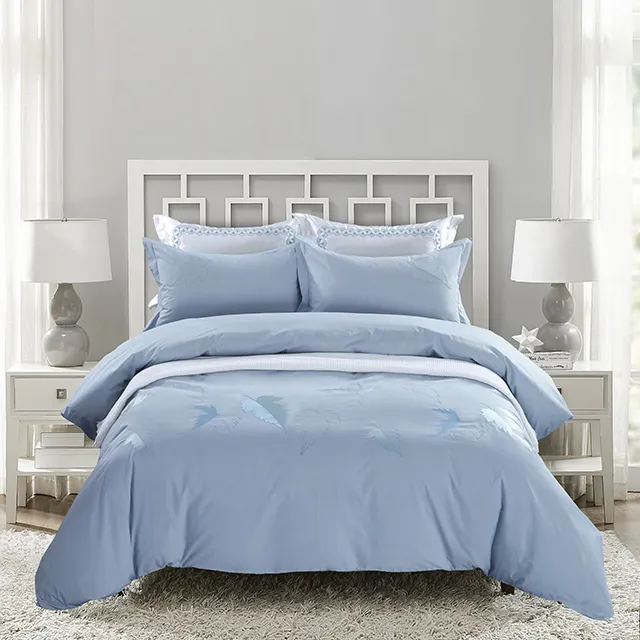 5 Star Hotel 4pcs Comforter Sets Bedding Set Twin Sizes Printing Duvet Cover Bed Sheet Blue Luxury 100 Cotton
