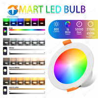 Lumière LED à changement de couleur Design d'intérieur Smart RGB Downlight 5W 7W 9W 12W 16W Dimmable CCT LED Down Lighting avec Alexa Tuya APP