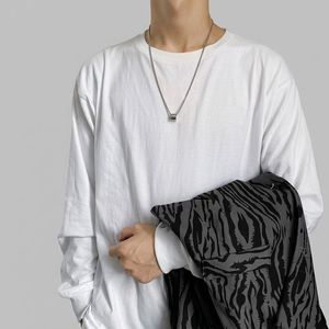 チタン鋼シルバーメッキミニマリストトリプルリングユニセックスペンダントネックレス（ボックスチェーン付き） - Product Image 5