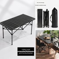 Table de camping portable d'extérieur personnalisée avec cadre en acier au carbone, sac de transport, table de pique-nique pliable et enroulable pour barbecue et randonnée