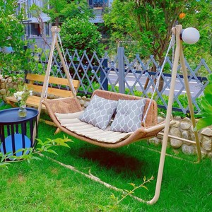 Fauteuil <span class=keywords><strong>suspendu</strong></span> de luxe imperméable pour patio extérieur, chaise <span class=keywords><strong>double</strong></span> de jardin en rotin résistant à l'eau pour hôtel et loisirs - Product Image 6