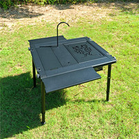 Table pliante IGT 2 unités, camping, portable, tactique, en aluminium, mobilier d'extérieur, robuste, résistant à la rouille, petite table d'extérieur