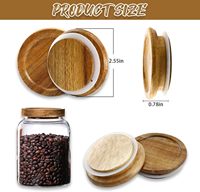 Couvercle de bocal en bois d'acacia naturel réutilisable avec joint en silicone, compatible avec les bocaux à ouverture standard