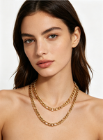 Chaîne cubaine en acier inoxydable sur mesure, plaquée or et argent, double couleur, par placage sous vide, collier tendance