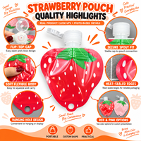 Pochette souple personnalisée en forme de fruit, motif fraise, avec bouchon à clapet, pour emballage portable de liquides, gels, cosmétiques et produits de soin personnel