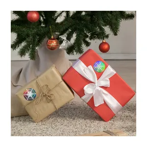 Copos de nieve decorativos, etiquetas adhesivas de vinilo, rollos de papel, pegatinas navideñas para regalo