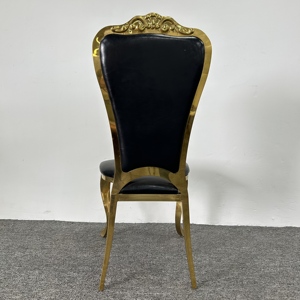 Chaises empilables élégantes à dossier haut capitonné avec <span class=keywords><strong>strass</strong></span>, coussin en PU <span class=keywords><strong>noir</strong></span>, pour hôtel, banquet, réception - Product Image 3