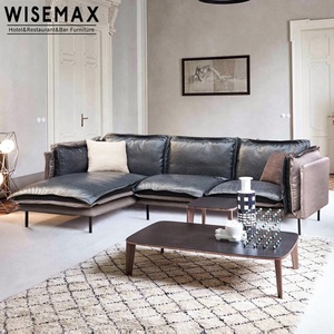 WISEMAX FURNITURE Mobilier de salon d'hôtel de style nodirc Ensemble de canapés Fauteuil de canapé moderne rembourré en <span class=keywords><strong>velours</strong></span> <span class=keywords><strong>bleu</strong></span> marine - Product Image 5