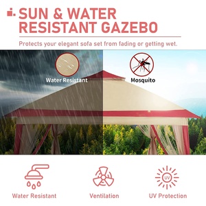 11 'x 11' Portable Pop Auvent Tente Installation Facile <span class=keywords><strong>Pliable</strong></span> Cadre En Métal Gazebo <span class=keywords><strong>Moustiquaire</strong></span> Rideaux pour <span class=keywords><strong>Abri</strong></span> Extérieur D'été - Product Image 4