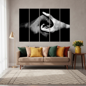 Yin Yang Hands Canvas Art: Black and <b>White</b> Printed Design,SET OF 5 CANVAS - Product Image 3
