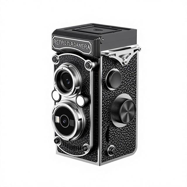 Retro Twin-lens Reflex Camera Manual Crank Simulated CMOS Beginner-friendly Portable Film-style Digital Selfie Camera