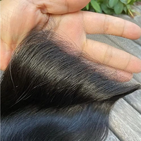 Topper de Cabello Humano Liso con Línea de Cabello Pre-Desplumada, Cierre Frontal de Encaje Suizo HD Ultrafino, Pieza de Cabello Natural Invisible