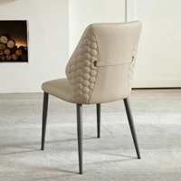 Chaise de salle à manger moderne en cuir matelassé motif griffe de chat, chaise d'appoint rembourrée, chaise à dossier haut avec pieds en acier carbone pour salle à manger, cuisine, hôtel
