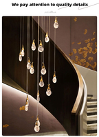 Lampe suspendue longue en cristal créative de luxe moderne minimaliste nouvelle en cuivre en spirale avec télécommande en laiton