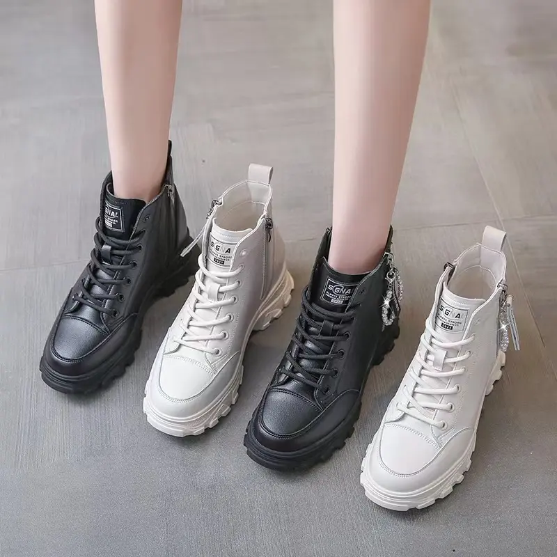 Customized 2022 Women Boots Waterproof Women Genuine Leather Shoes Women'S Nude Ankle High Boots