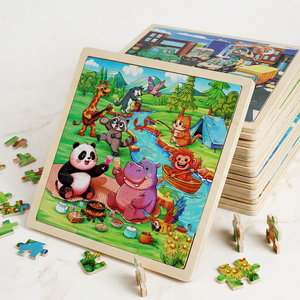 Rompecabezas <span class=keywords><strong>de</strong></span> Madera <span class=keywords><strong>de</strong></span> Tilo con Diseño <span class=keywords><strong>de</strong></span> Panda, Picnic, Camping, Animales y Río, para Niños, Corte Láser, No Tóxico, Acabado Mate, Caja <span class=keywords><strong>de</strong></span> Regalo, OEM - Product Image 2