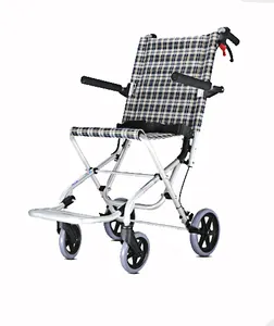 Silla de ruedas plegable para personas mayores, carrito ligero de aleación de aluminio para viaje