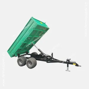 Mesin Pertanian 4 roda 2ton traktor pertanian Dump Trailer disesuaikan; Poros ganda 3Ton 4Ton Trailer Tipping hidrolik