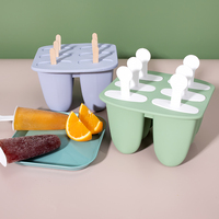 Moule à sucettes glacées en silicone écologique de qualité supérieure sans BPA, réutilisable, facile à démouler, 4/6 cavités, pour sucettes glacées maison, pour enfants et adultes