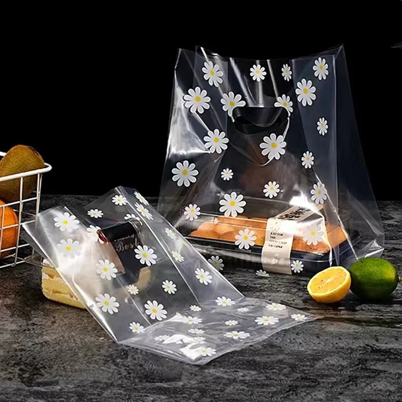 Plastic PE Bag Punched hole Side Gusset Bags Transparent Frosted Surface Doggy Bags For Grocery