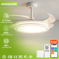 Ventilador de Techo Moderno Invisible con Luz LED y Aspas Retráctiles, Lámpara de Araña para Sala de Estar, Dormitorio, Comedor