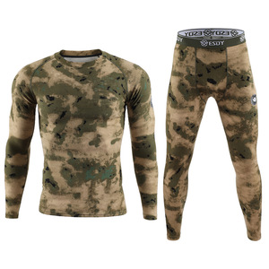 Ensemble de sous-vêtements thermiques en polyester camouflage DF ESDY 1 pour sports de plein air, col rond épaissi, pour le cyclisme et le ski, sous-vêtement de base pour homme - Product Image 2