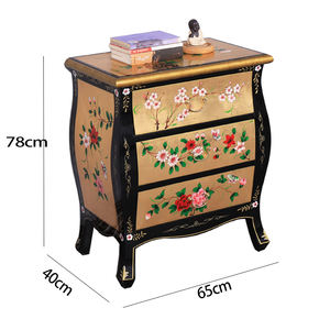 Elegant European Style <b>Small</b> Storage <b>Chest</b> American Gold Leaf Bedside Cabinet Floral Pattern Traditional <b>Drawers</b> for Bedroom - Product Image 4