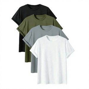 T-shirt en coton uni pour homme, manches courtes, col rond, coupe classique, couleur unie, décontracté, respirant, jersey tricoté, blanc, noir, vert, gris - Product Image 1