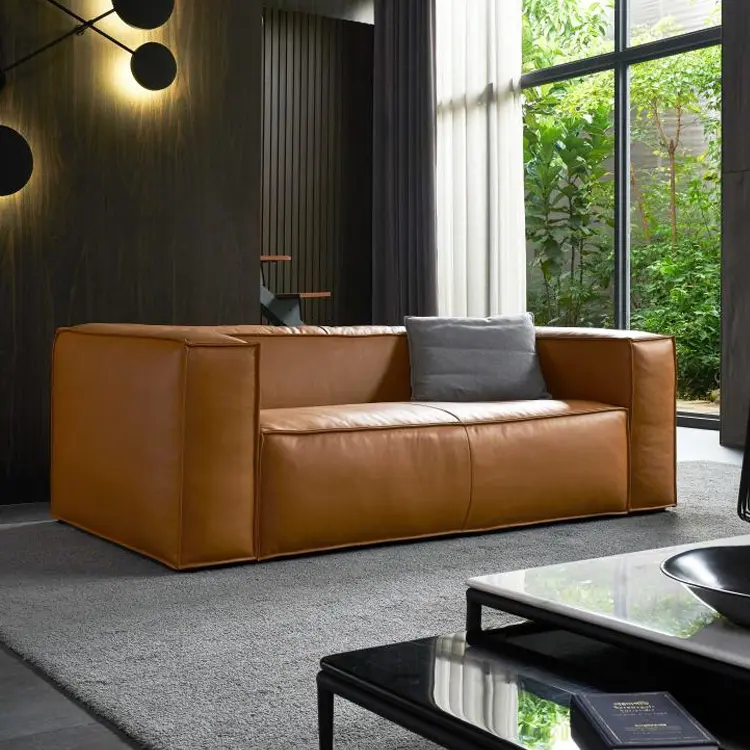 Современный простой кожаный комбинированный диван, маленький семейный итальянский диван, мебель