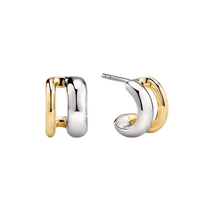<span class=keywords><strong>Orecchini</strong></span> a Cerchio in Argento Sterling 925 Placcato Oro per Donne, Doppio Strato Placcato Oro 18K, Gioielli Bicolore - Product Image 1