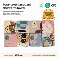 Serviette de bain bébé en coton lavé 4 couches RTS Square, motif animal mignon jacquard, douce et moelleuse, pour la maison, pour le visage et les mains des tout-petits, absorbante