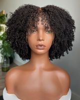 Perruque Lace Front Afro Pixie Curl en Cheveux Brésiliens Vierges, Entièrement Faite à la Machine, Sans Colle, avec Frange, Installation Facile pour Usage Quotidien et Rendez-vous Décontractés