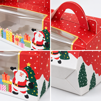 Pochettes en carton recyclables de Noël en gros avec fenêtre de présentation et poignée de transport pour l'emballage de pâtisseries à emporter
