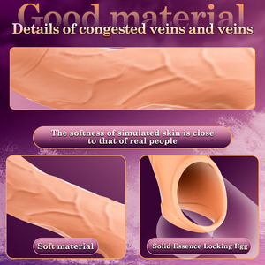 Điện nam Vibrator thực tế dương vật tay áo enlarger dày Cock Vòng tay áo dương vật Extender dildo dành cho người lớn quan hệ tình dục đồ chơi cho nam giới - Product Image 4