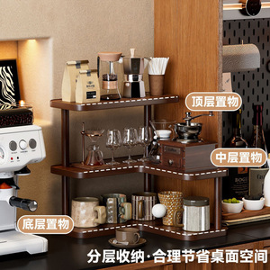 <b>Corner</b> Desktop Shelf 3 Tier Wood <b>Storage</b> Rack For Kitchen Coffee Bar Organizer Display Stand - Product Image 4