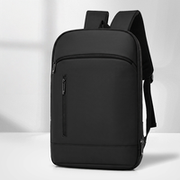 Tas Ransel Laptop Besar Solid Custom dengan Panel Lapisan Logo, Ringan, Dapat Diperluas, Model Slim untuk Pria, Gesper Samping, Kompak