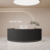 Comptoir de réception moderne en MDF écologique, durable et personnalisé, avec base LED, couleur crème, pour immeuble de bureaux, salon de beauté, spa