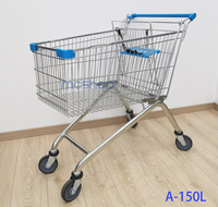 Chariot de supermarché en métal à roues de 4 pouces Euro Shopping Cart Retail Store Colorful Cart 100L