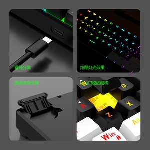 Màng phím 60% Mini 61 RGB Backlit có dây USB chơi game Bàn phím <span class=keywords><strong>Ergonomic</strong></span> xách tay chơi game bàn phím - Product Image 4