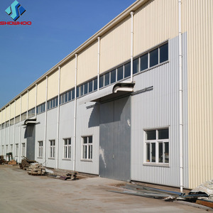 Atelier <span class=keywords><strong>préfabriqué</strong></span> léger et isolé à grande portée, détachable, en acier galvanisé et peint, avec toit ondulé et <span class=keywords><strong>mur</strong></span> de parapet - Product Image 5